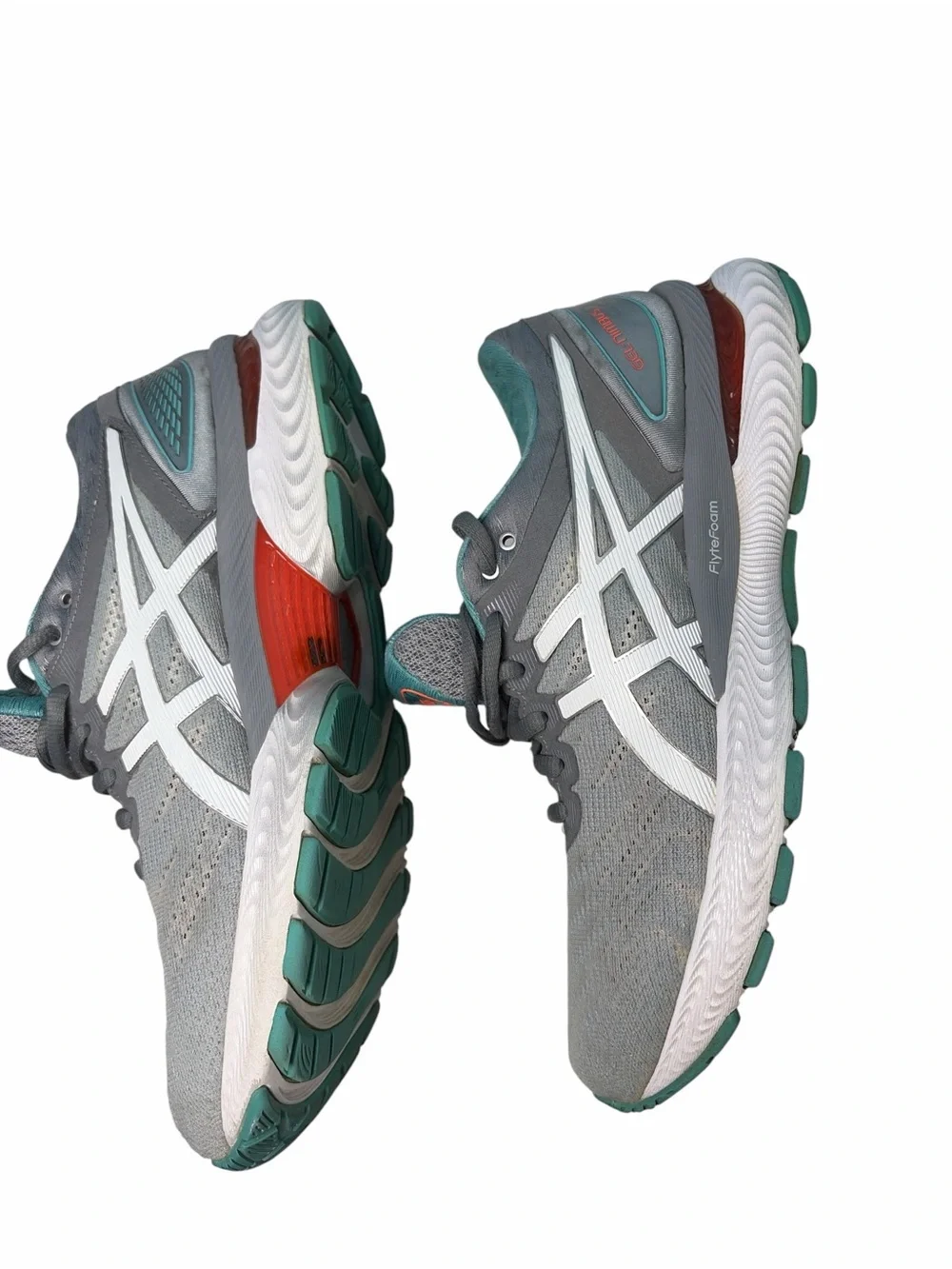 Asics Gel Nimbus 22 Flyte Foam Women’s Gray Green Running Shoes  Sz 8.5